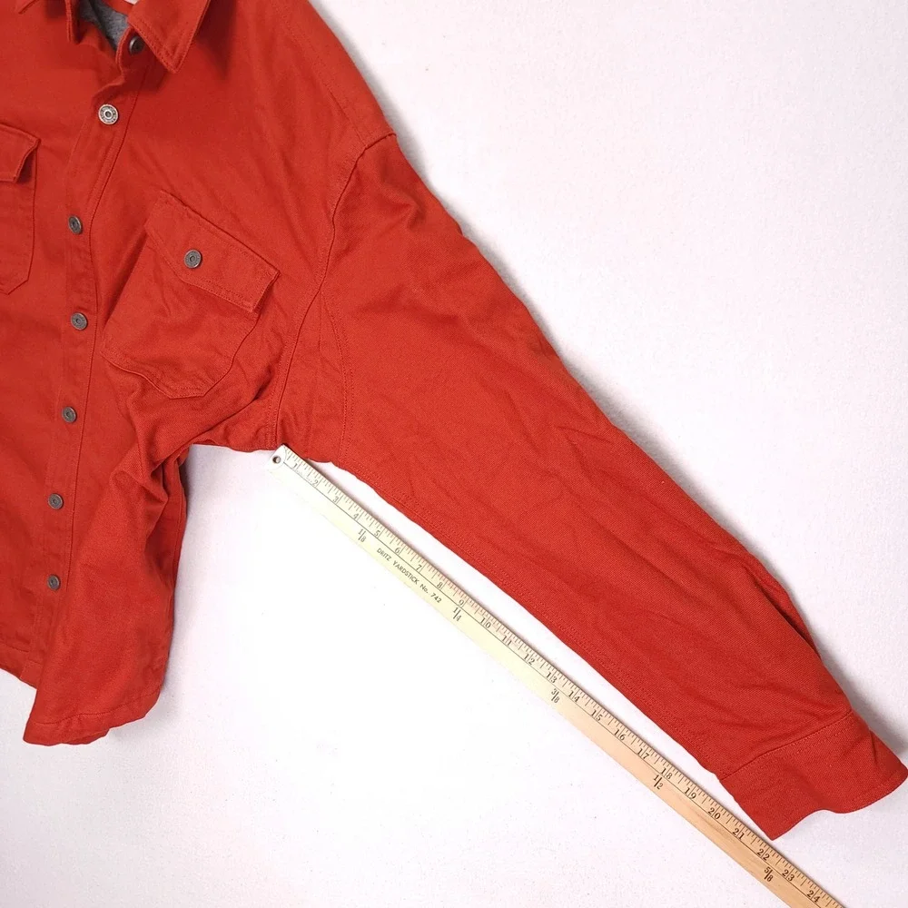 Duluth Trading Co Mens XL Red Canvas Fleece Lined Shirt Jacket Workwear Chore